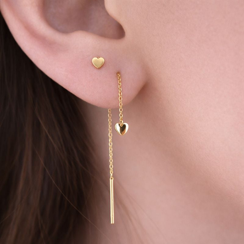 14k Solid Gold Tiny Heart Studs