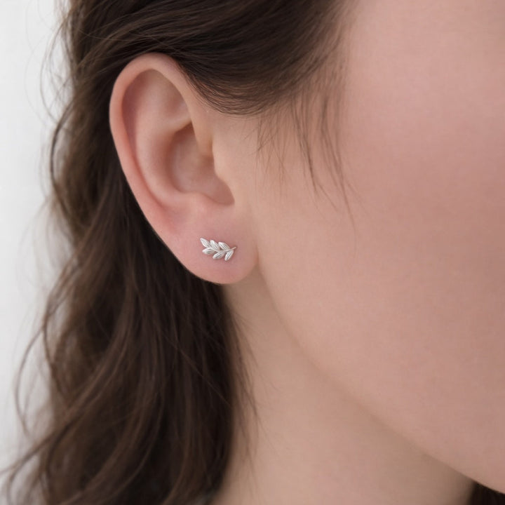 Curved Leaf Studs - Earrings - - - Azil Boutique