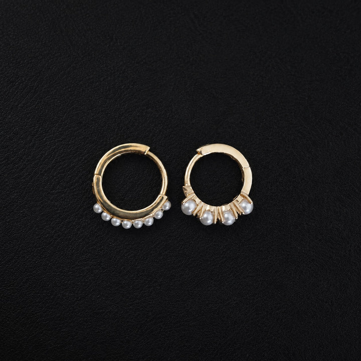 Mini Pearl Huggie Earrings