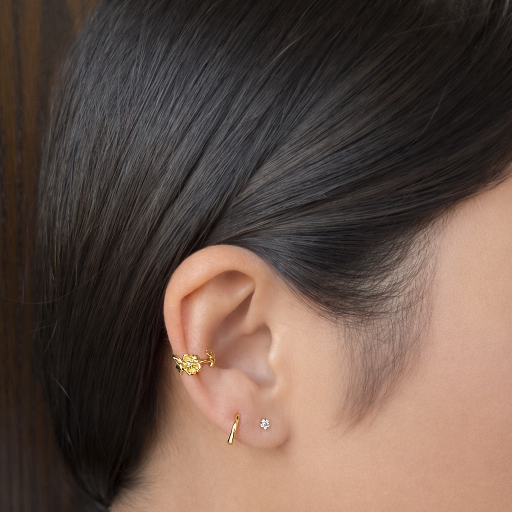 Floral Ear Cuff - Earrings - - - Azil Boutique