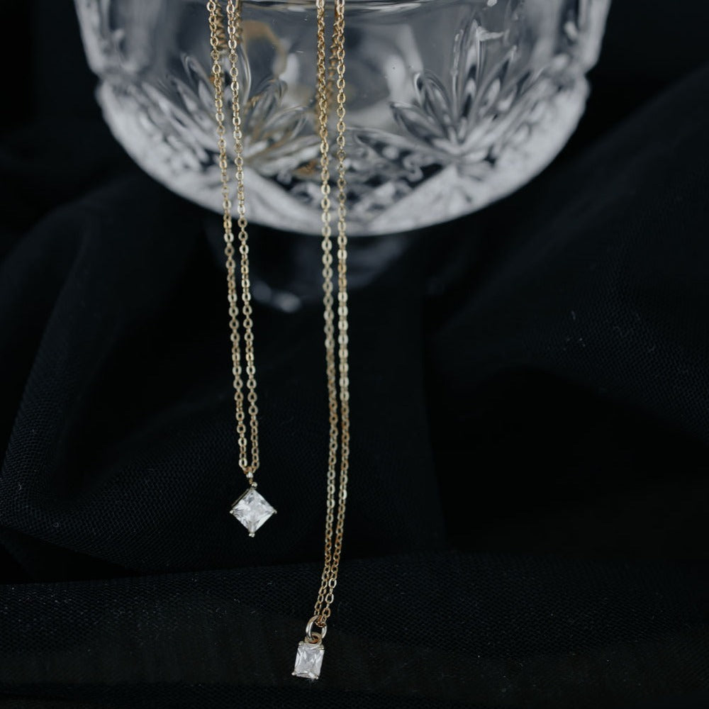 Tiny CZ Emerald Necklace - Necklaces -  -  - Azil Boutique