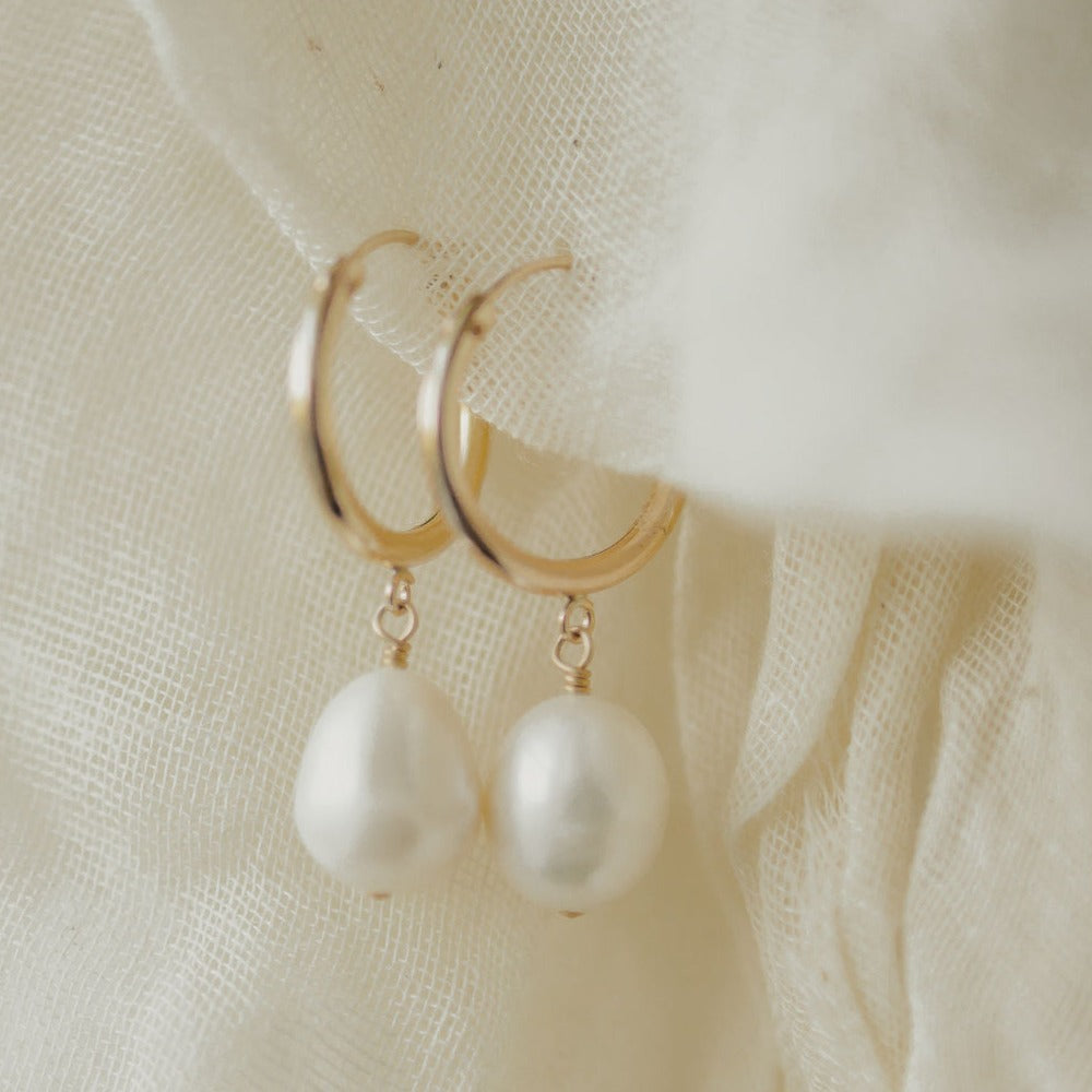 Pearl Huggie Earrings - Earrings -  -  - Azil Boutique