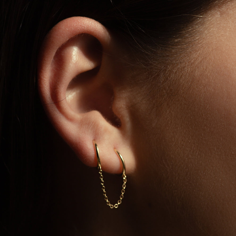 Double Classic Chain Huggies - Earrings - - - Azil Boutique