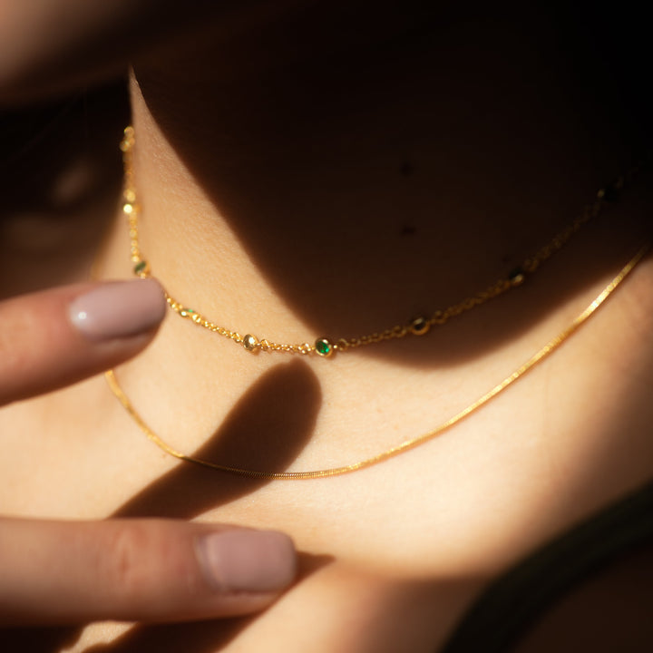 Tiny Multi-Emerald Choker - Necklaces -  -  - Azil Boutique