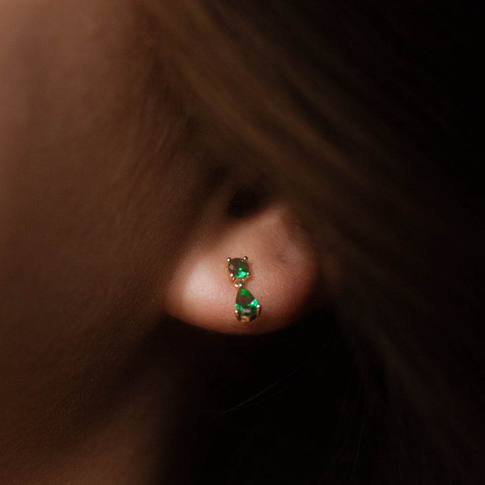 Emerald CZ Dangle Teardrop Studs - Earrings -  -  - Azil Boutique