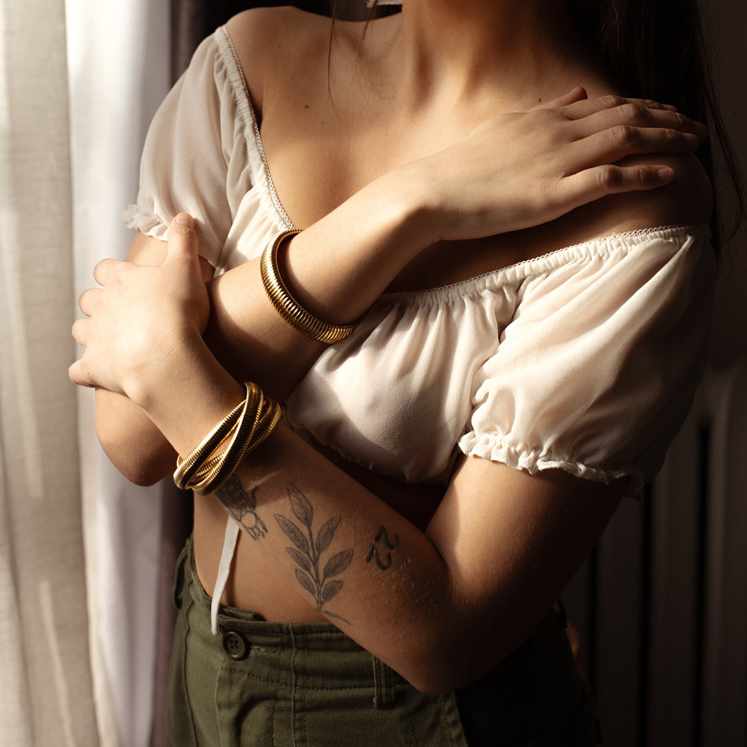 Double Intertwined Coiled Bangle - Bracelets - - - Azil Boutique