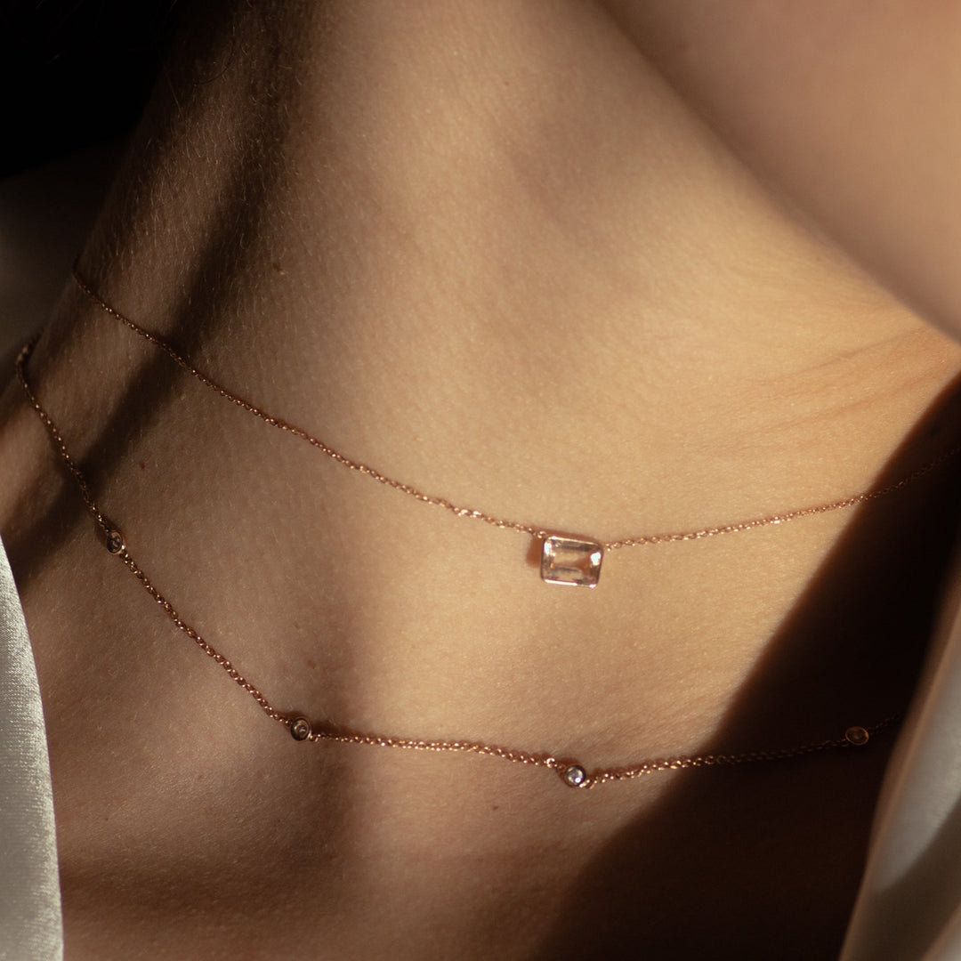 14k Diamond Bezel Chain Necklace - Necklaces -  -  - Azil Boutique