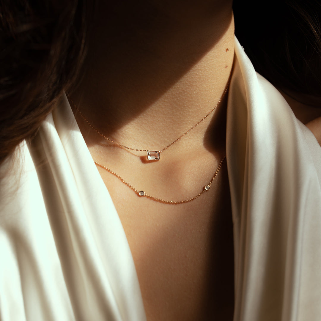 14k Diamond Bezel Chain Necklace