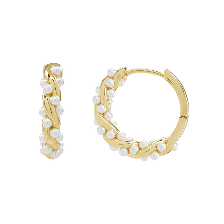 Pearl Twist Hoops - Necklaces - Gold - Gold - Azil Boutique