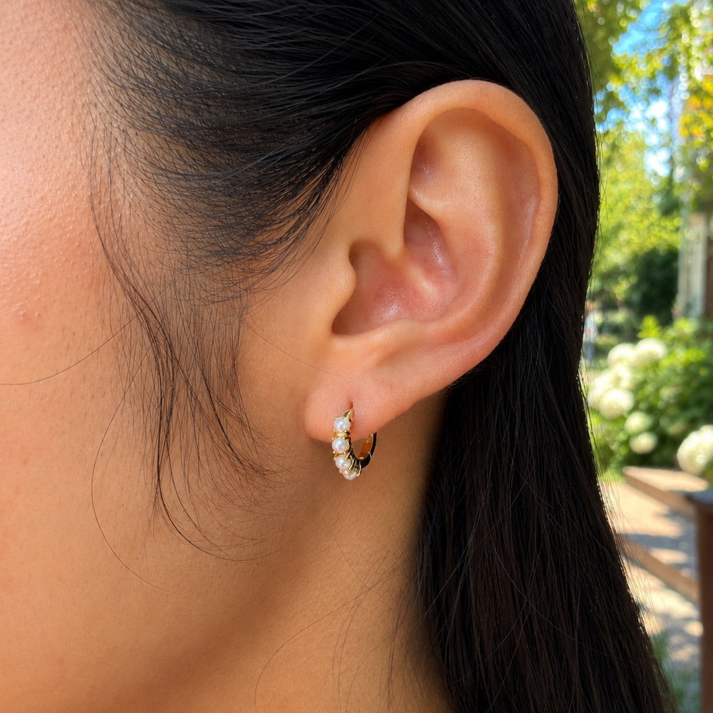 Pearl Huggie Earrings - Earrings - - - Azil Boutique