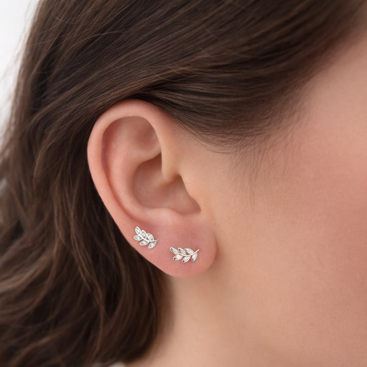 Curved Leaf Studs - Earrings - - - Azil Boutique