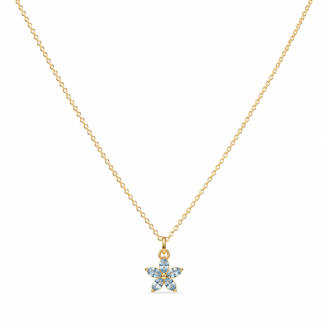 Light Blue CZ Flower Necklace - Necklaces - - - Azil Boutique