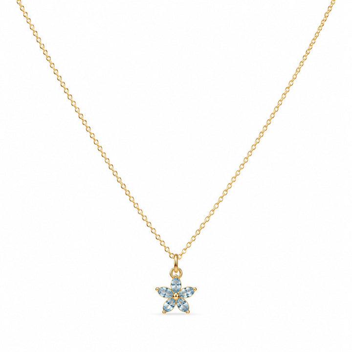 Light Blue CZ Flower Necklace - Necklaces - - - Azil Boutique