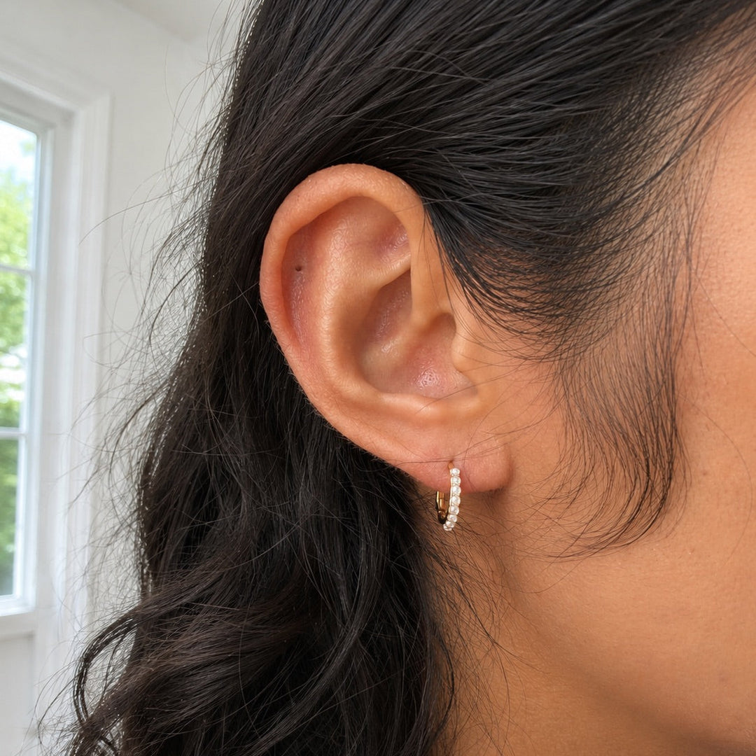 Mini Pearl Huggies - Earrings - - - Azil Boutique