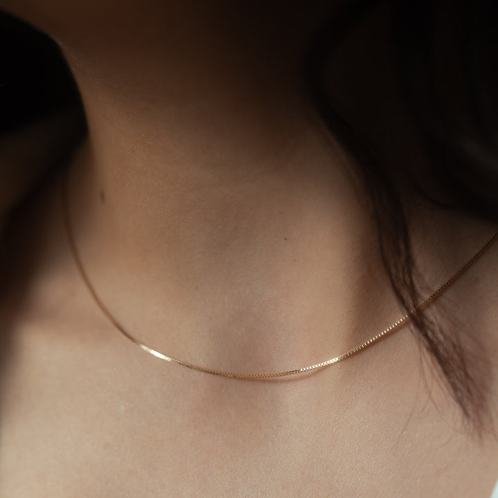 14k Solid Gold Box Chain Necklace - Necklaces - - - Azil Boutique