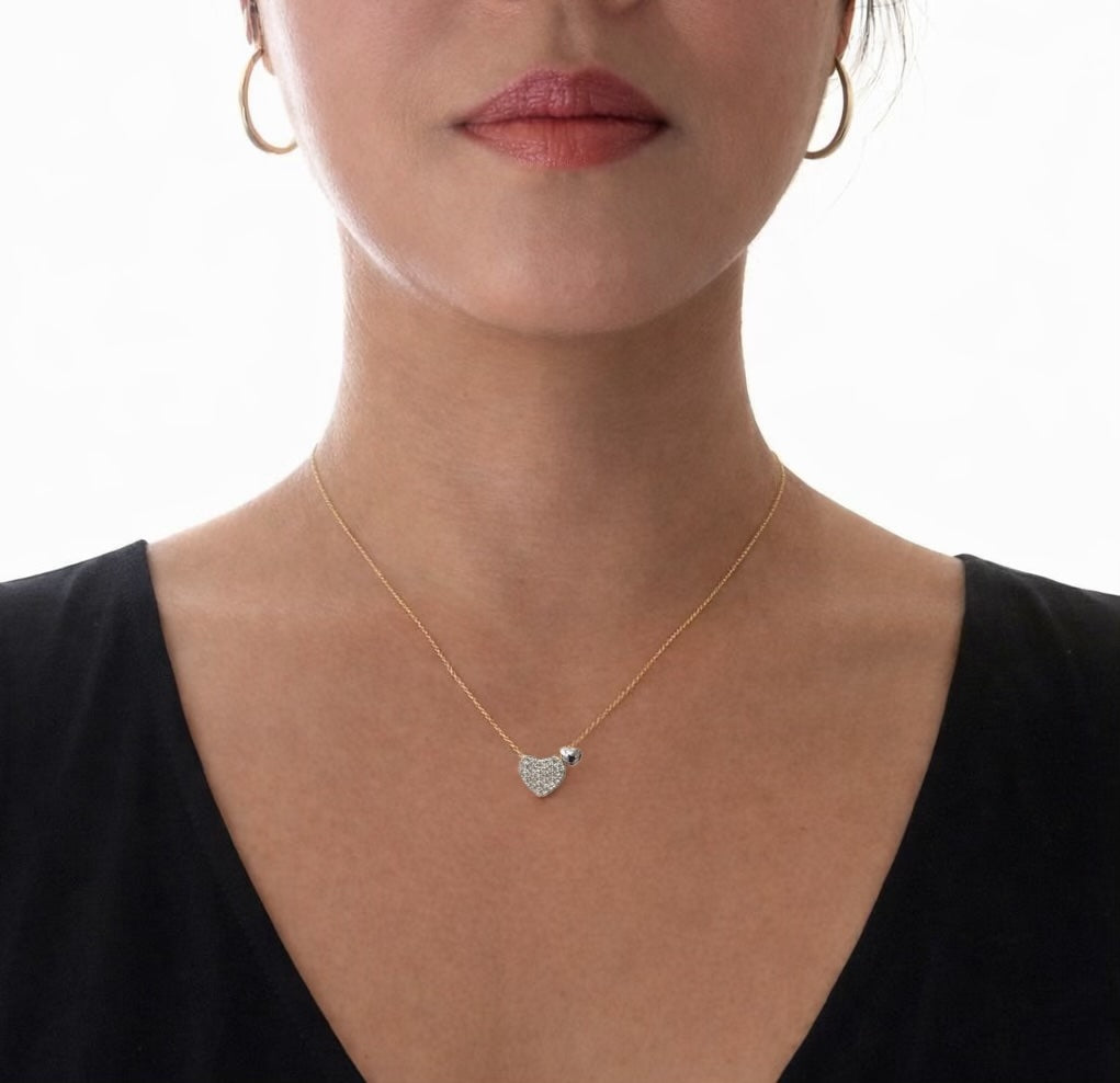 2-Tone Double Heart Necklace
