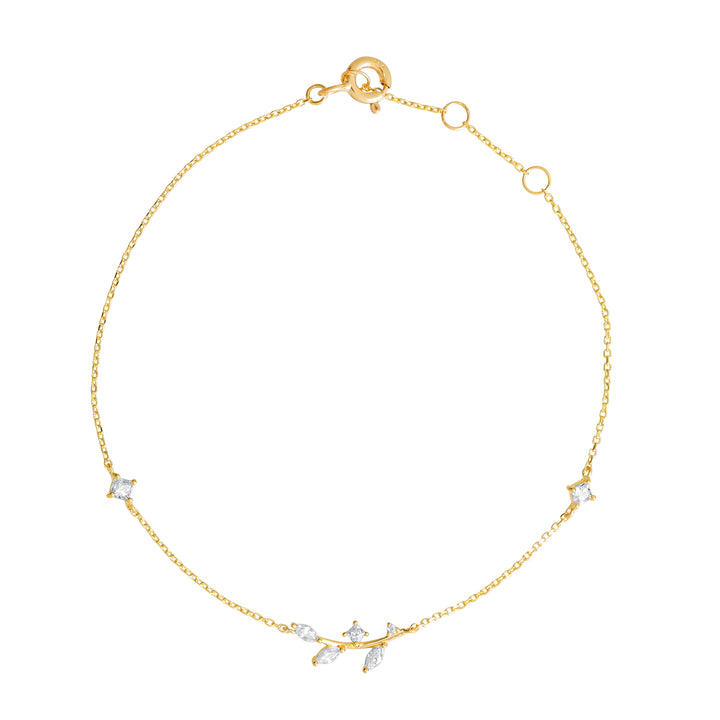 14k Solid Gold CZ Vine Bracelet - jewelry -  -  - Azil Boutique