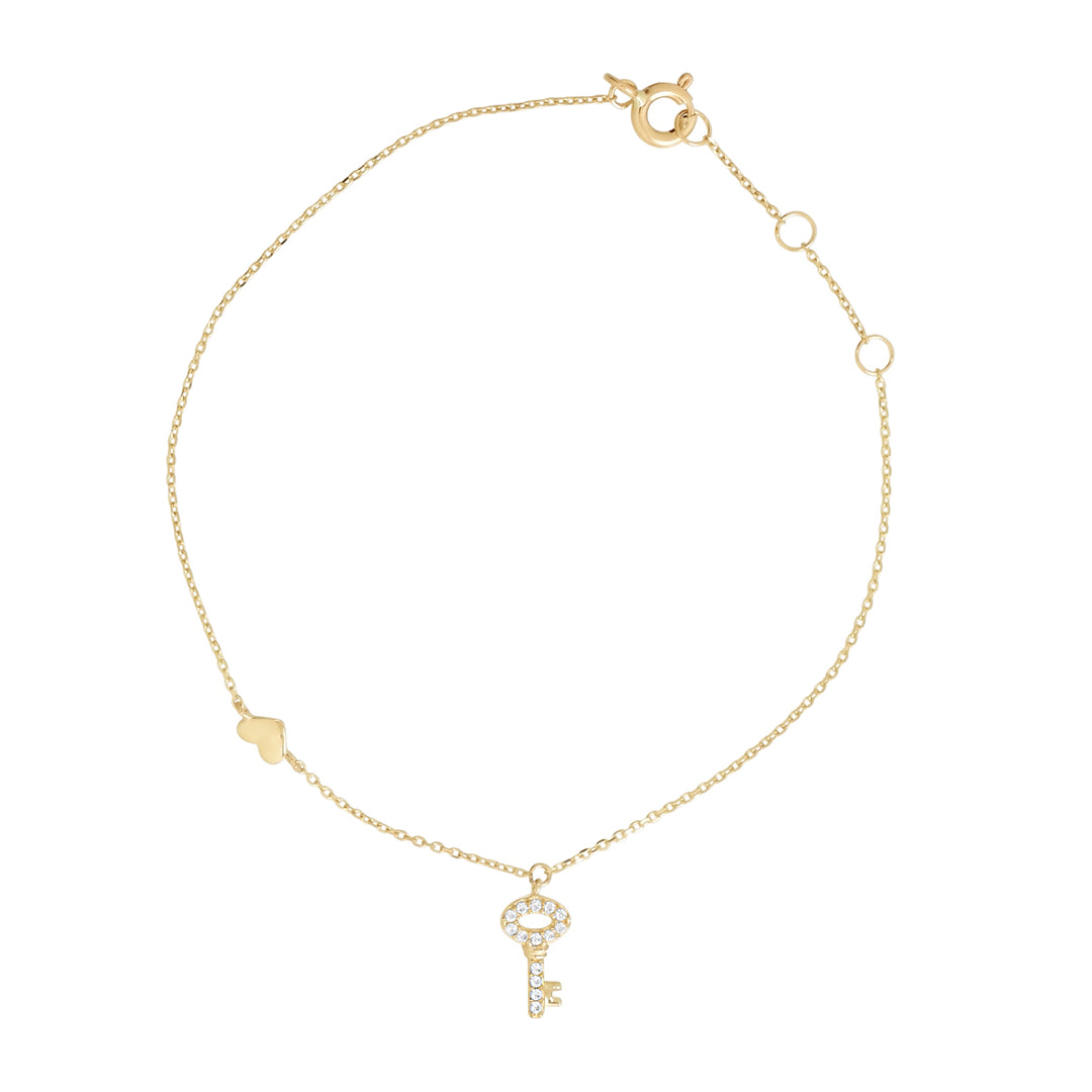 14k Solid Gold Key to Heart  Bracelet - Bracelets -  -  - Azil Boutique