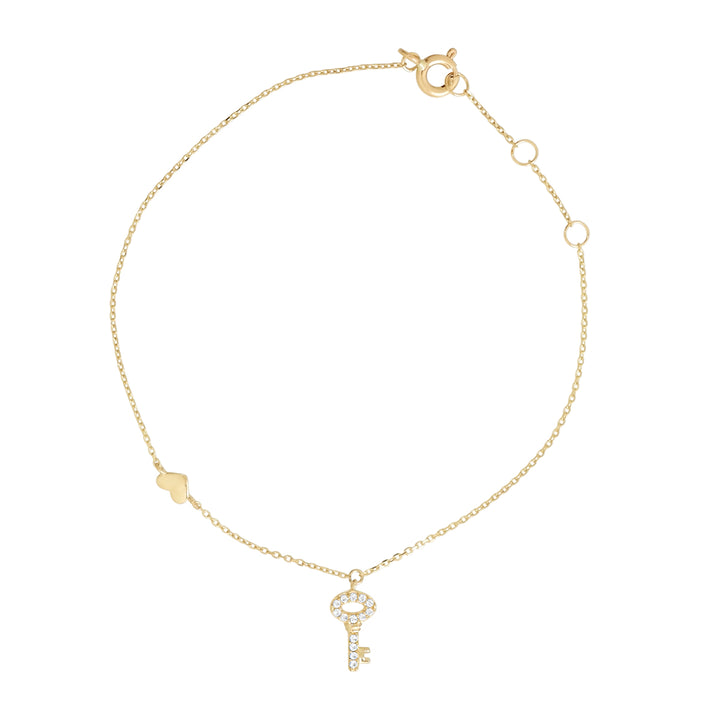 14k Solid Gold Key to Heart  Bracelet - Bracelets -  -  - Azil Boutique