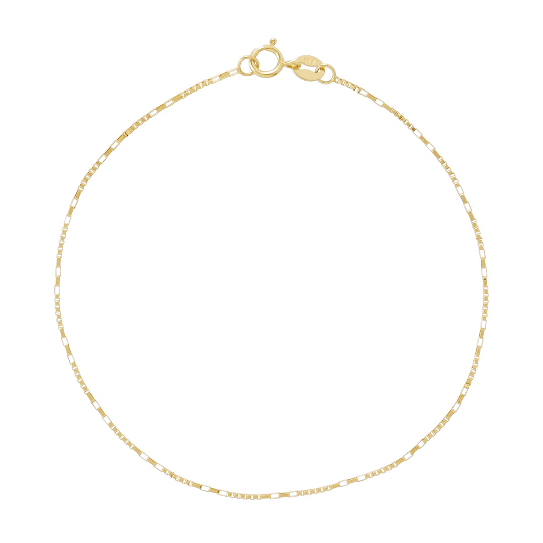 14k Solid Gold Long & Short Box Chain Bracelet - Bracelets -  -  - Azil Boutique