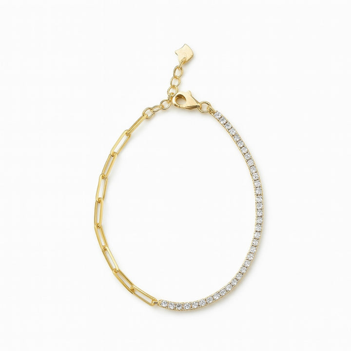 Clear CZ Tennis Split Paperclip Bracelet - Bracelets - - - Azil Boutique