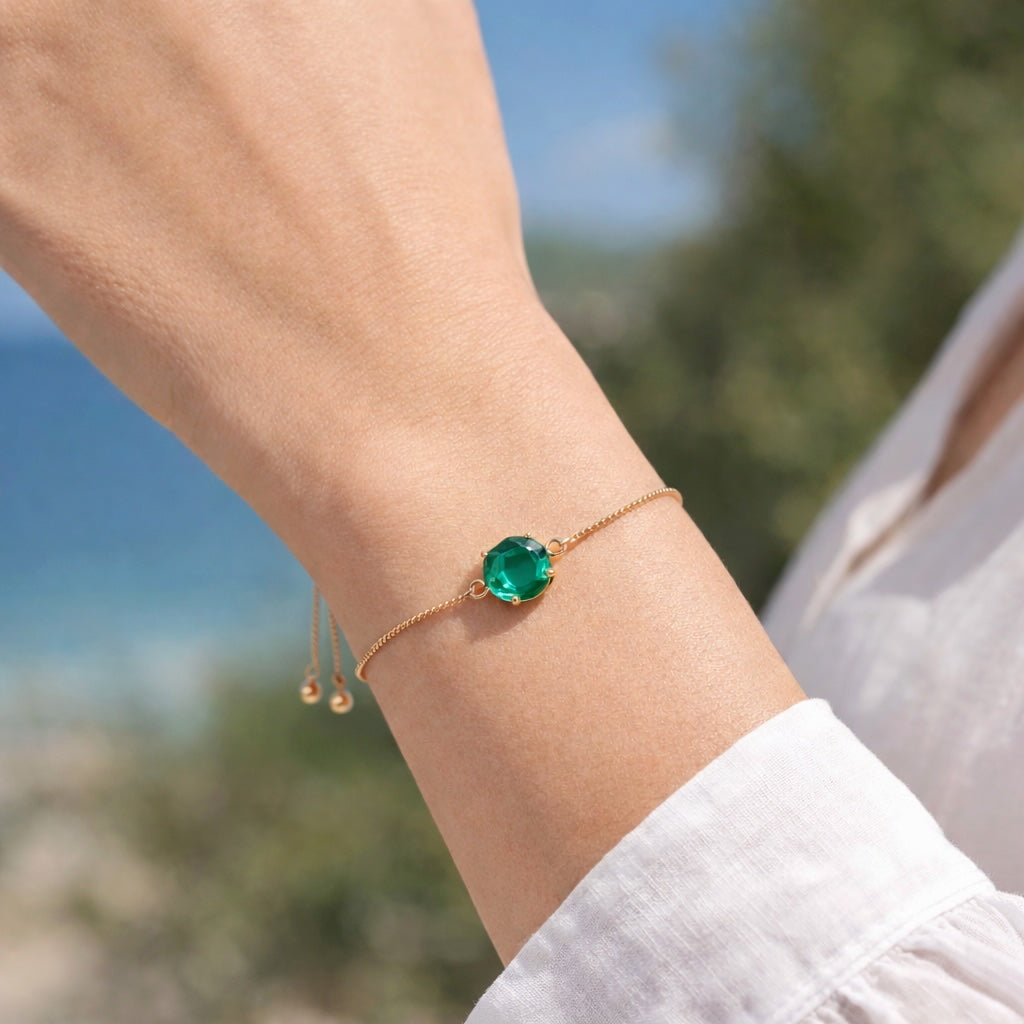 Green Square Adjustable Bracelet