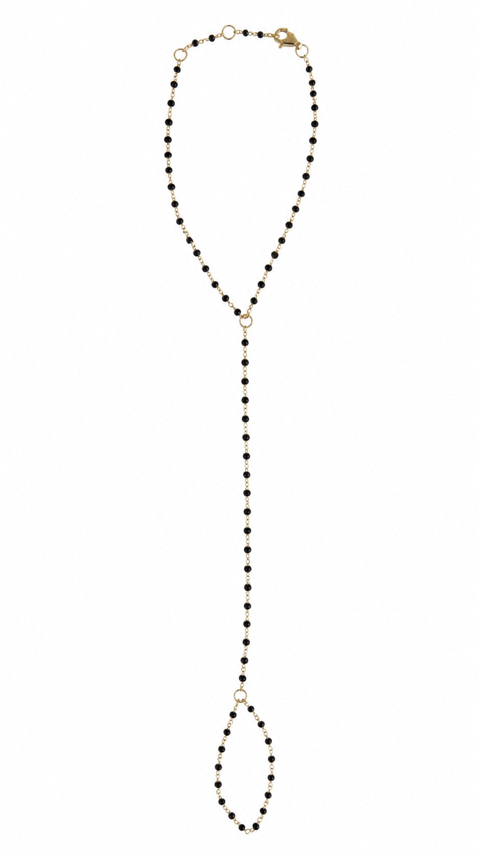 Black Enameled Hand Chain Bracelet - Bracelets - - - Azil Boutique