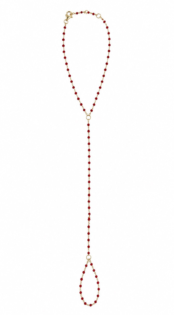 Red Enameled Hand Chain Bracelet - Bracelets - - - Azil Boutique