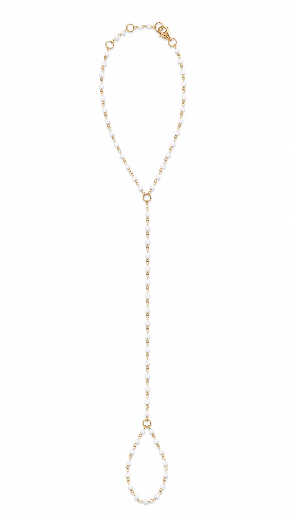 White Enameled Hand Chain Bracelet - Bracelets - - - Azil Boutique