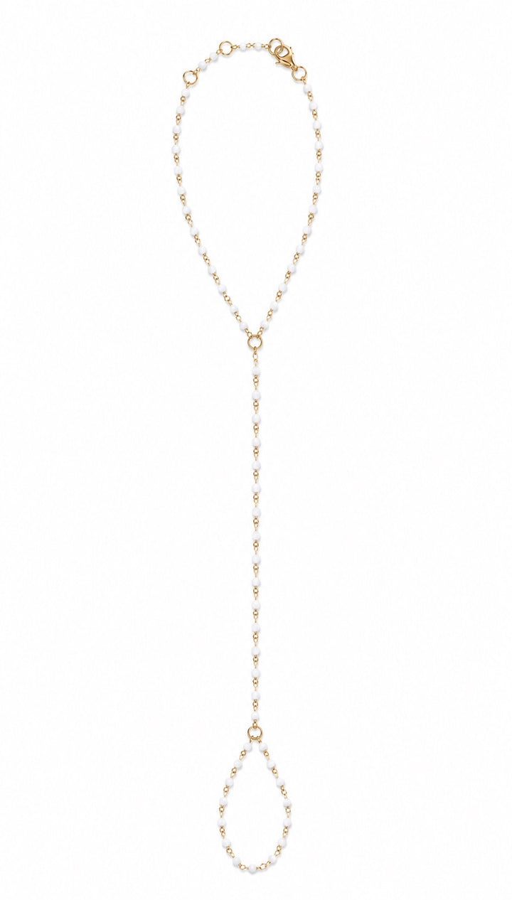 White Enameled Hand Chain Bracelet - Bracelets - - - Azil Boutique