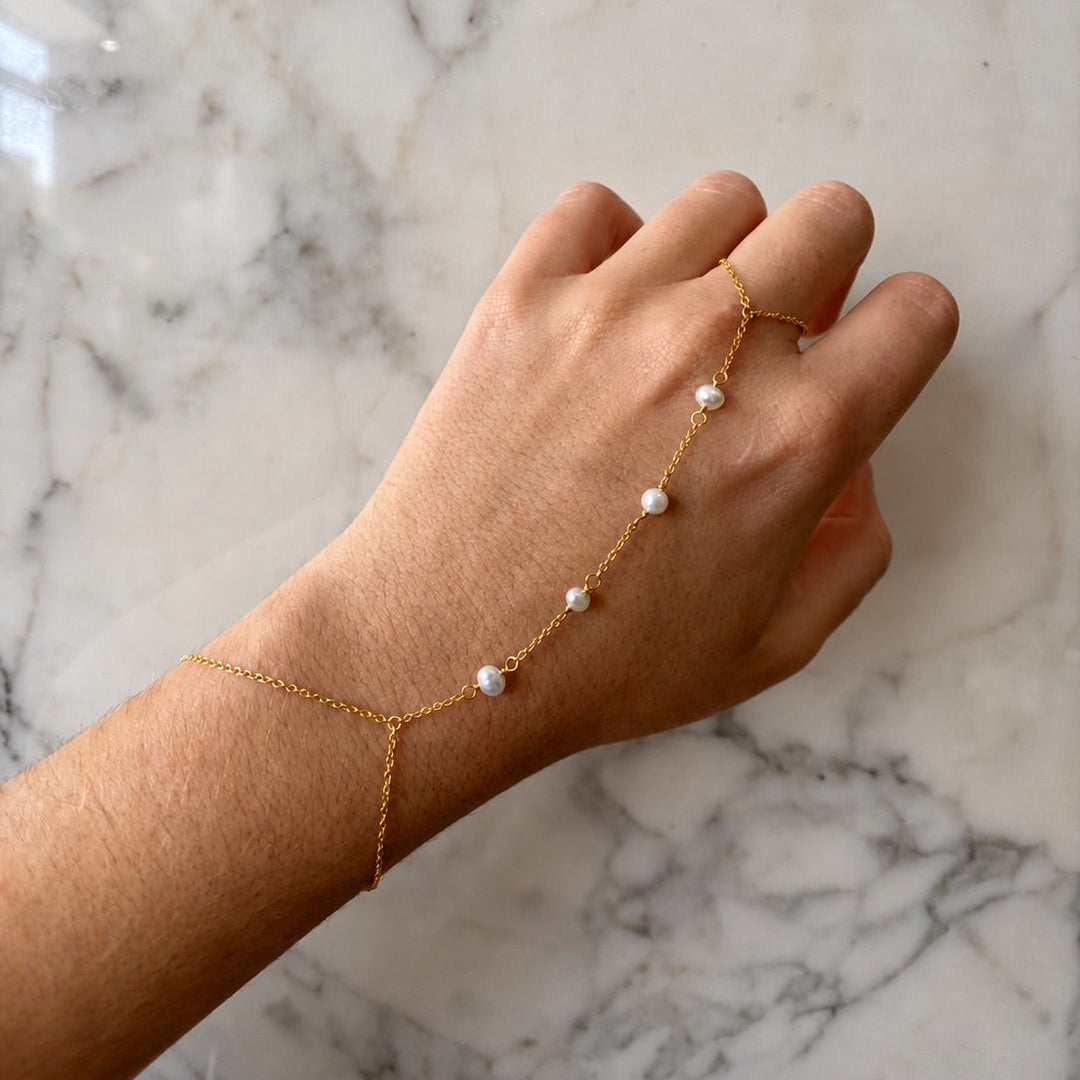 Pearl Hand Chain Bracelet - Bracelets - - - Azil Boutique