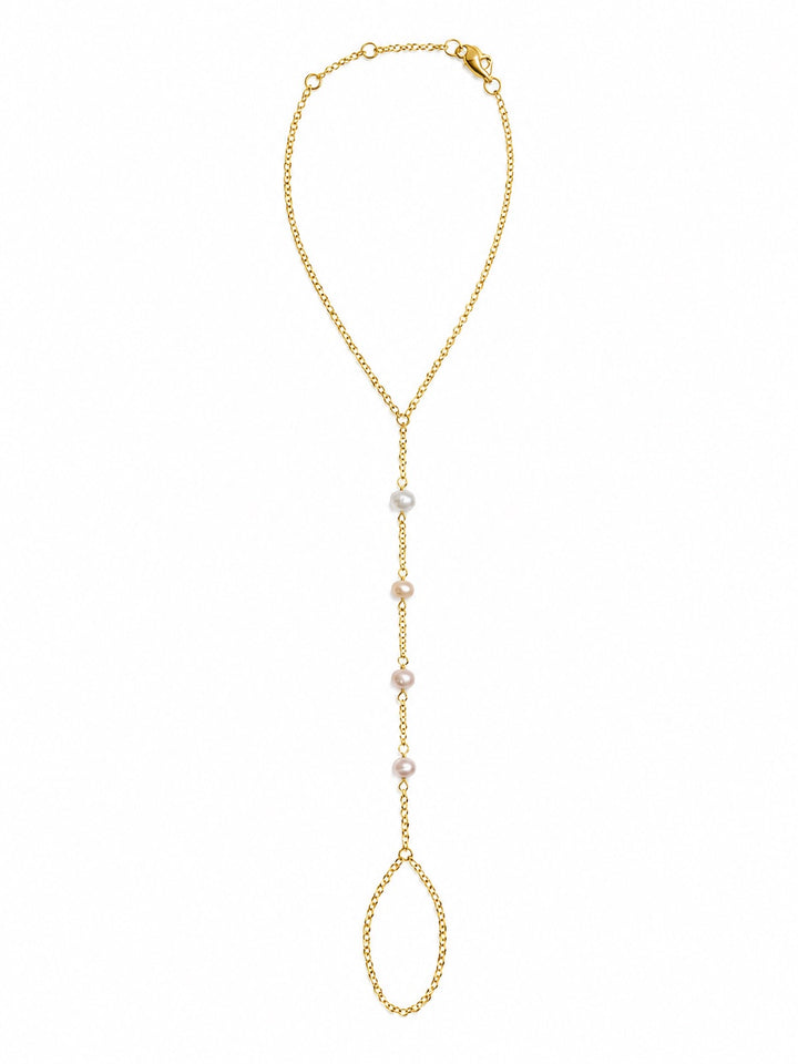 Pearl Hand Chain Bracelet - Bracelets - Gold - Gold - Azil Boutique