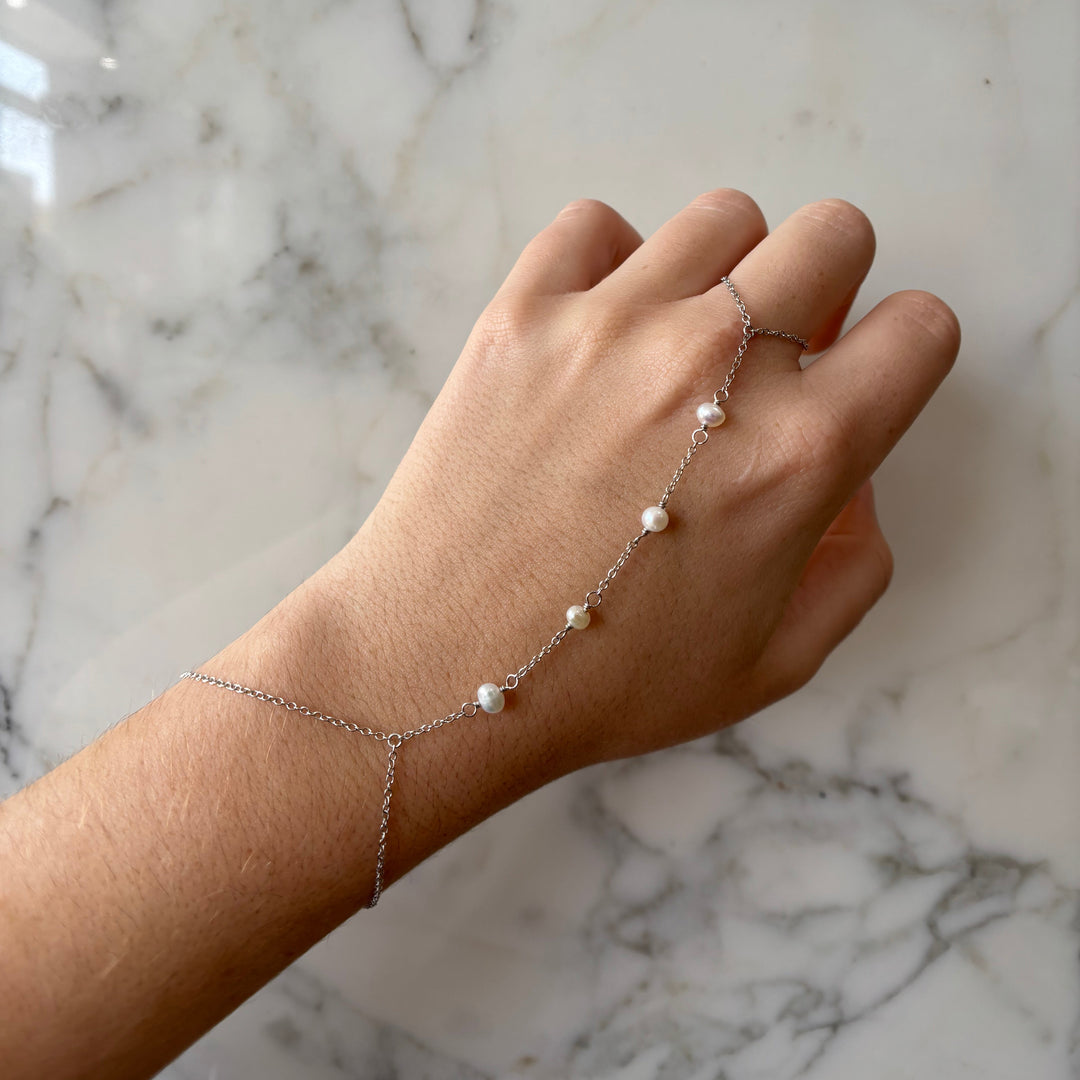 Pearl Hand Chain Bracelet - Bracelets - - - Azil Boutique