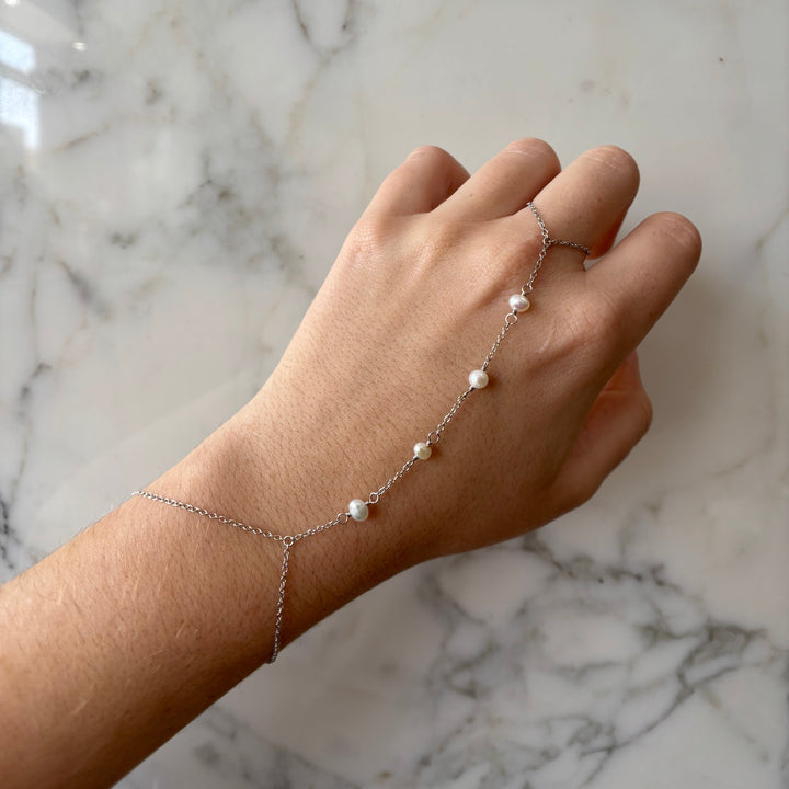 Pearl Hand Chain Bracelet - Bracelets - - - Azil Boutique