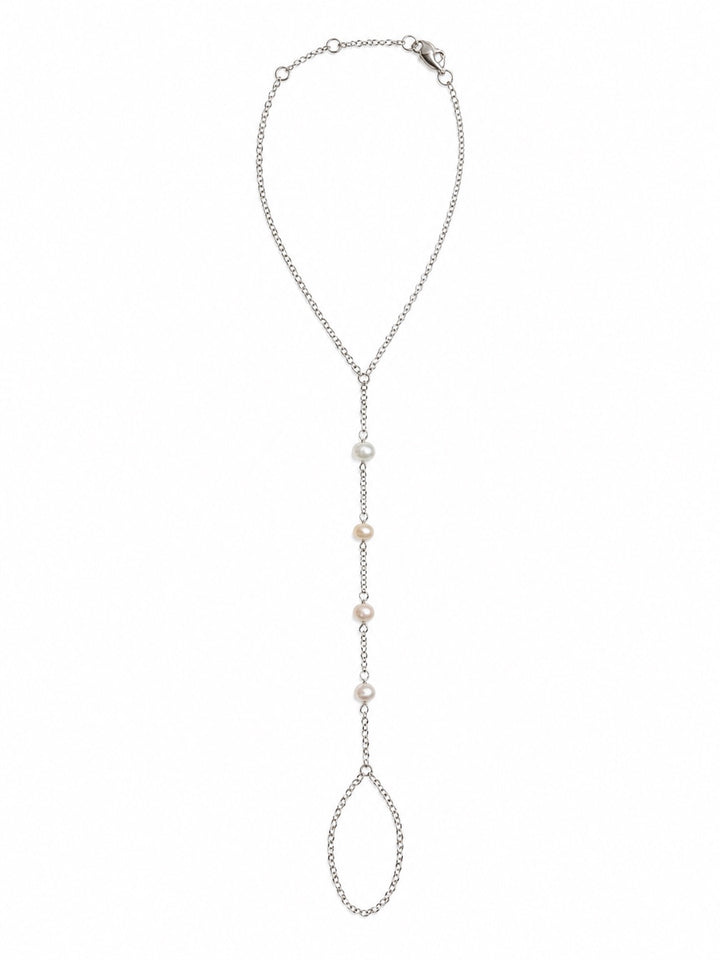 Pearl Hand Chain Bracelet - Bracelets - Silver - Silver - Azil Boutique