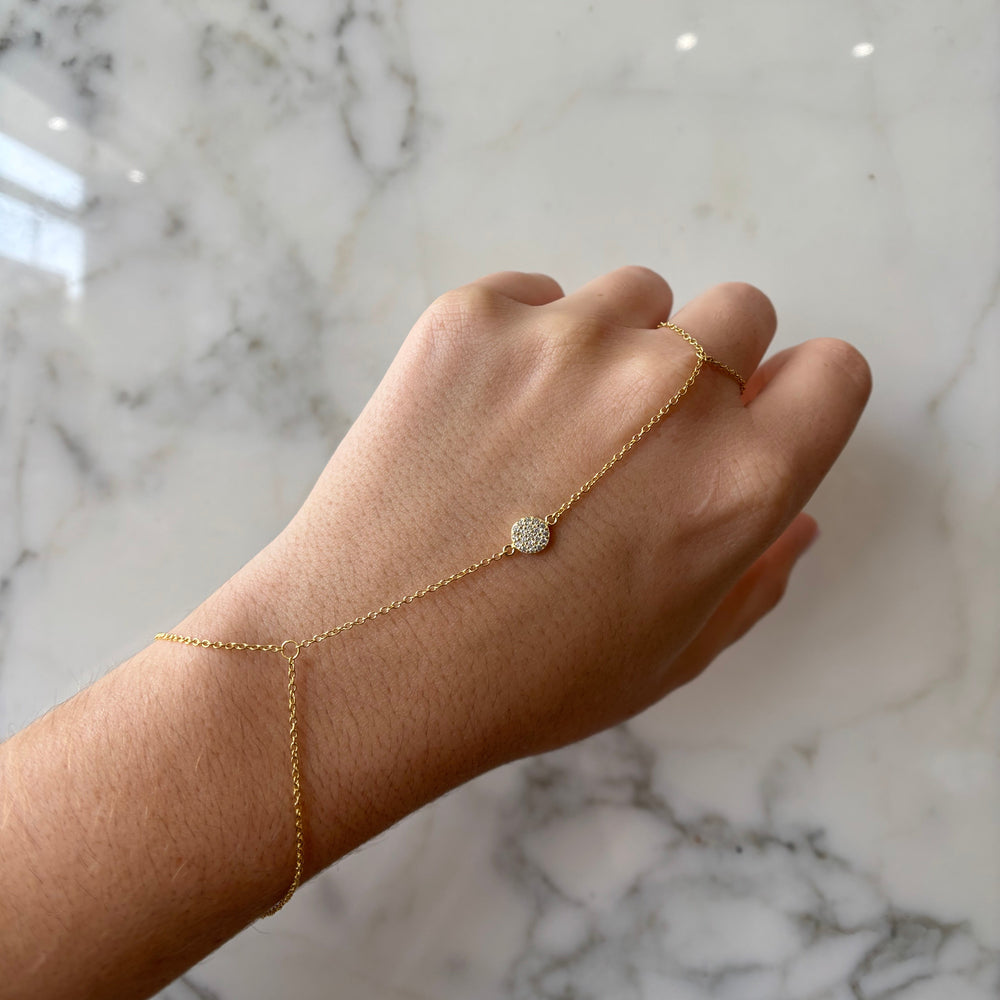 CZ Pave Hand Chain Bracelet - Bracelets - - - Azil Boutique