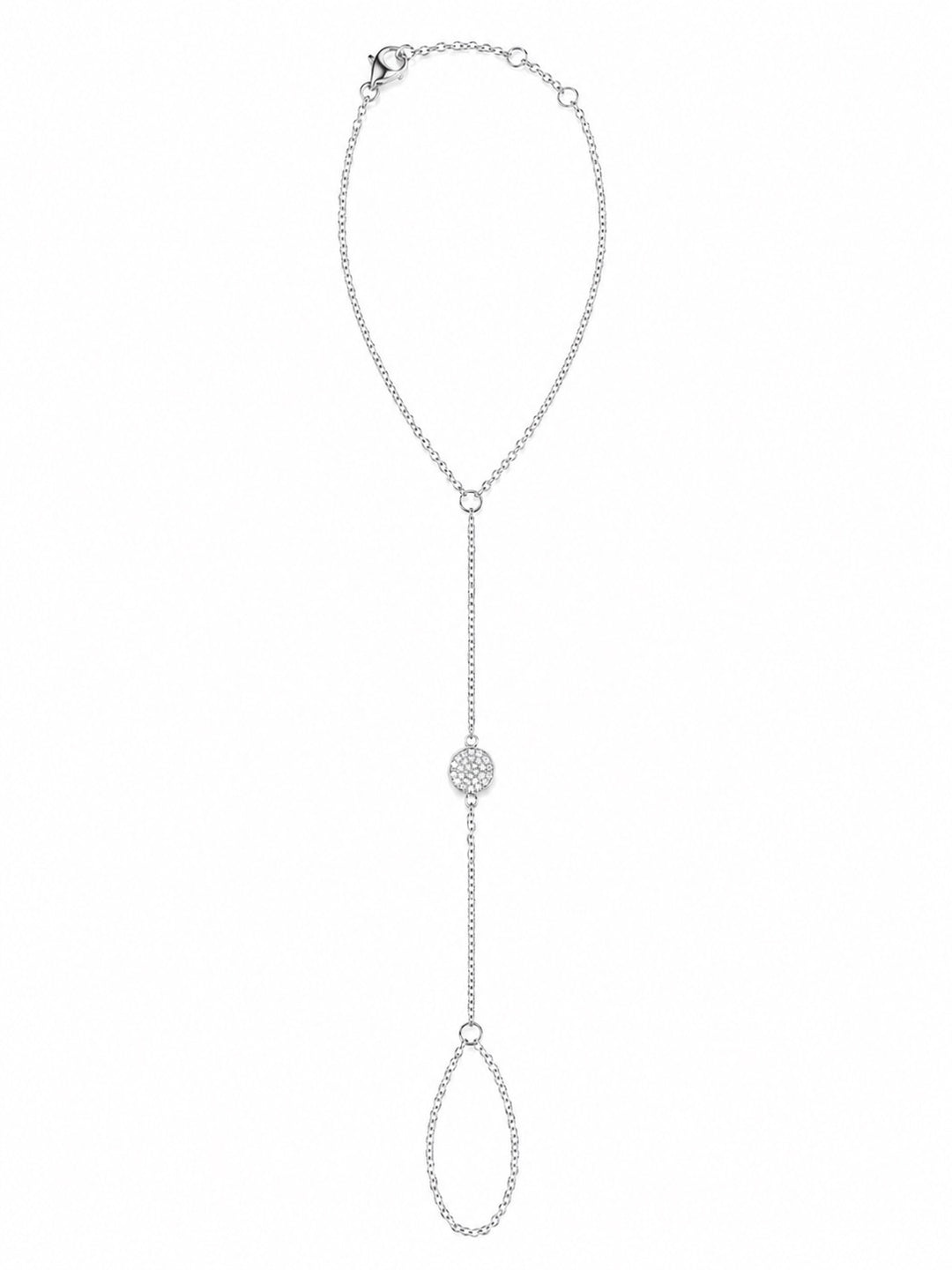 CZ Pave Hand Chain Bracelet - Bracelets - Silver - Silver - Azil Boutique