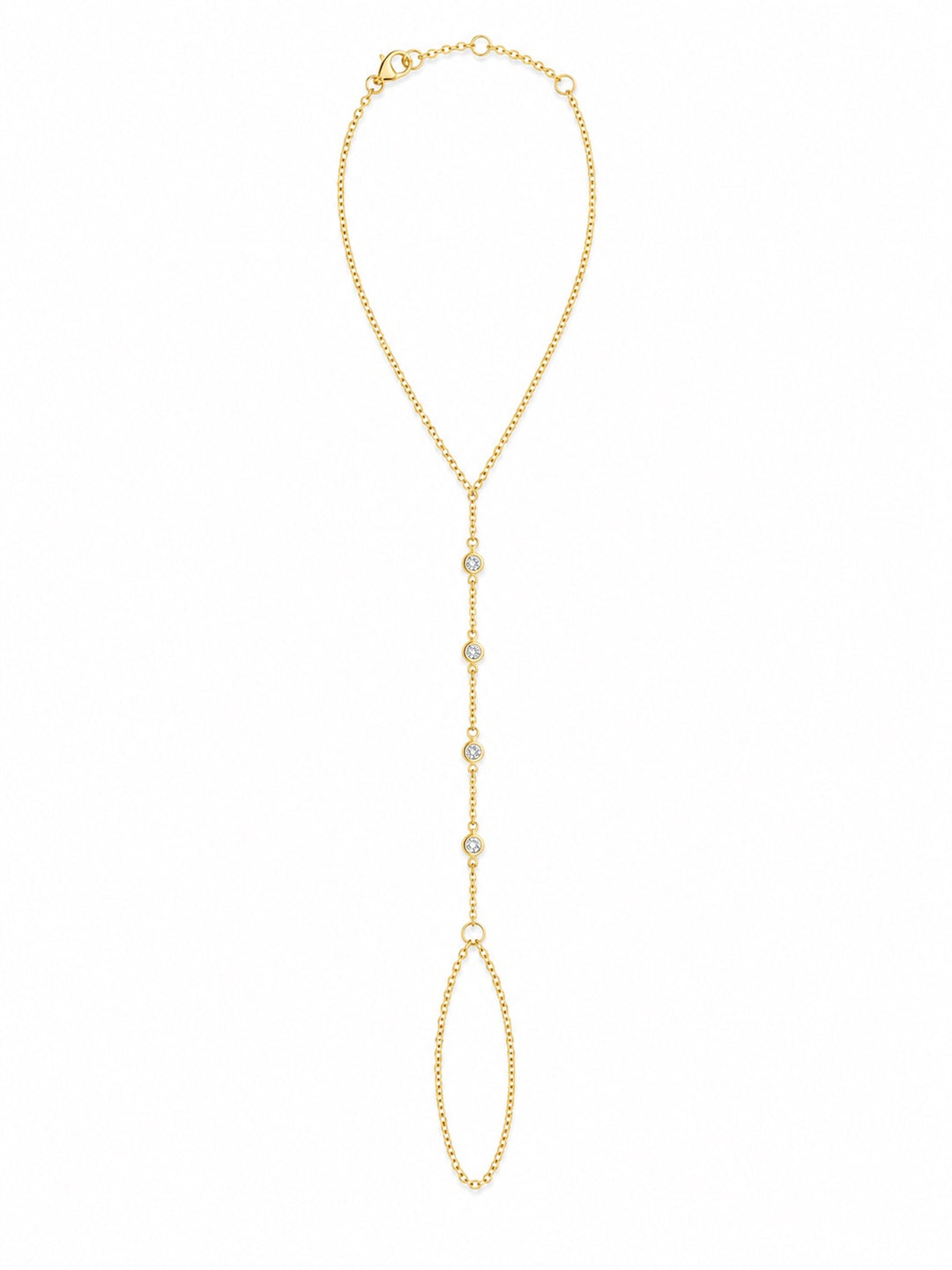 Multi-Tiny CZ Bezel Hand Chain Bracelet - Bracelets - Gold - Gold - Azil Boutique