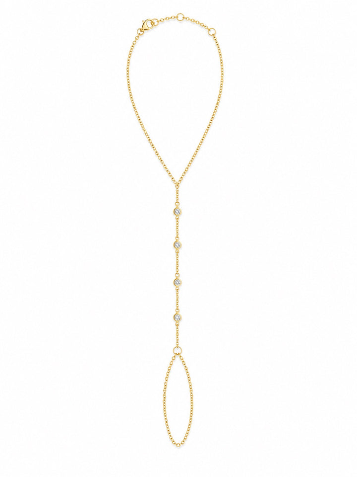 Multi-Tiny CZ Bezel Hand Chain Bracelet - Bracelets - Gold - Gold - Azil Boutique