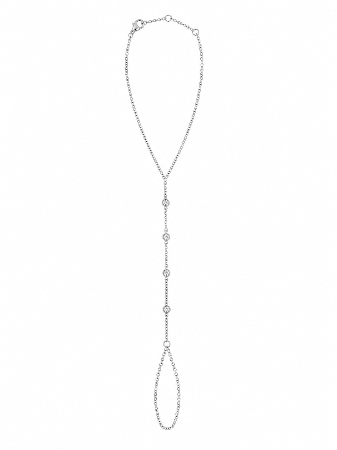 Multi-Tiny CZ Bezel Hand Chain Bracelet - Bracelets - Silver - Silver - Azil Boutique