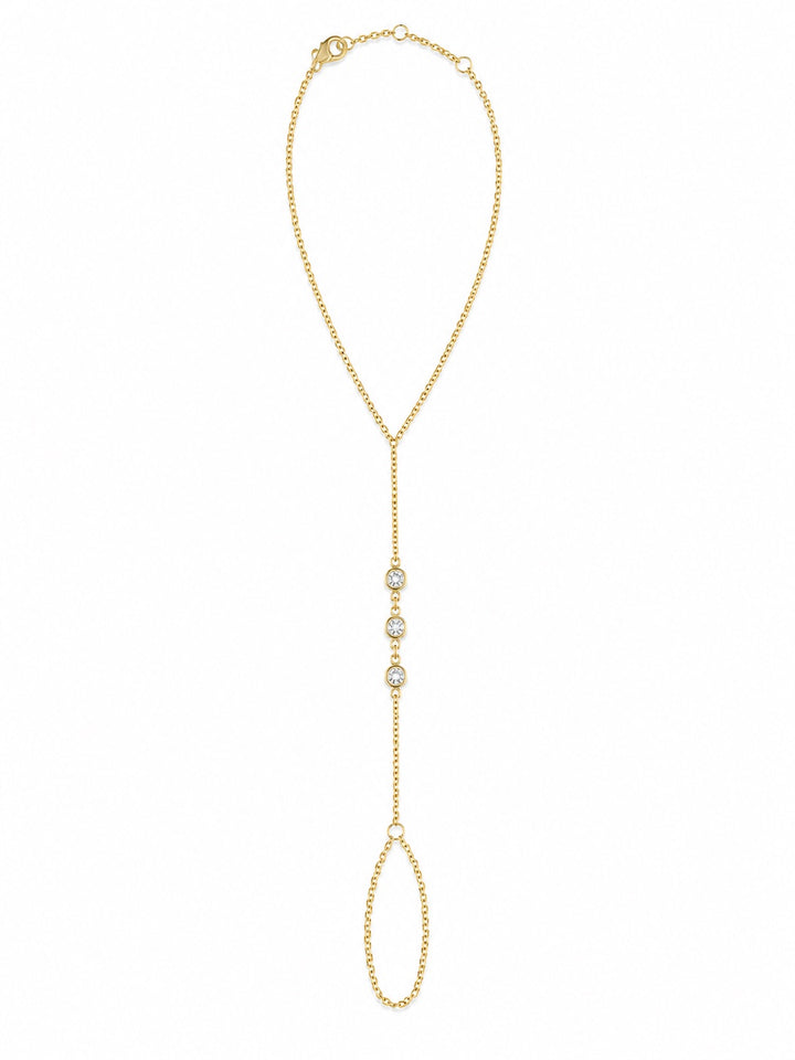 Multi-CZ Bezel Hand Chain Bracelet - Bracelets - Gold - Gold - Azil Boutique