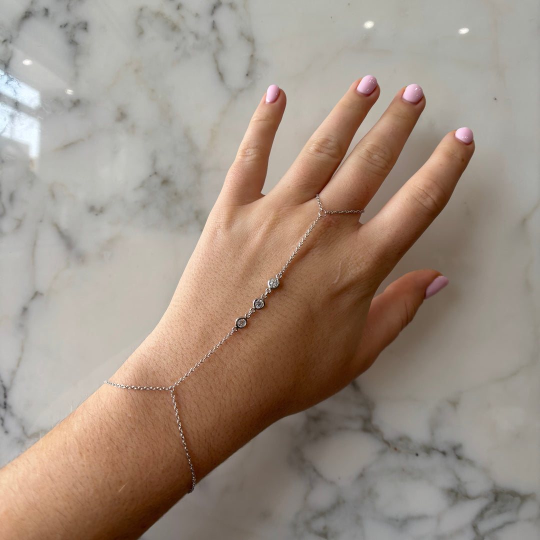 Multi-CZ Bezel Hand Chain Bracelet - Bracelets - - - Azil Boutique