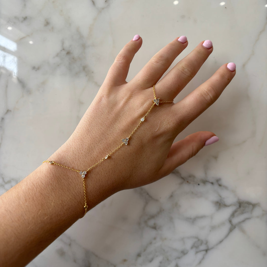 Multi Tri-CZ Hand Chain Bracelet - Bracelets - - - Azil Boutique