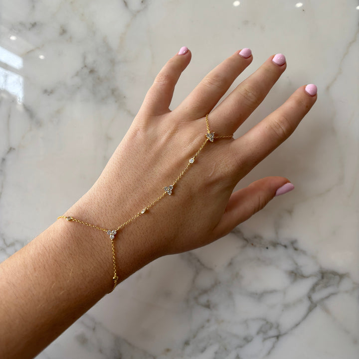 Multi Tri-CZ Hand Chain Bracelet - Bracelets - - - Azil Boutique