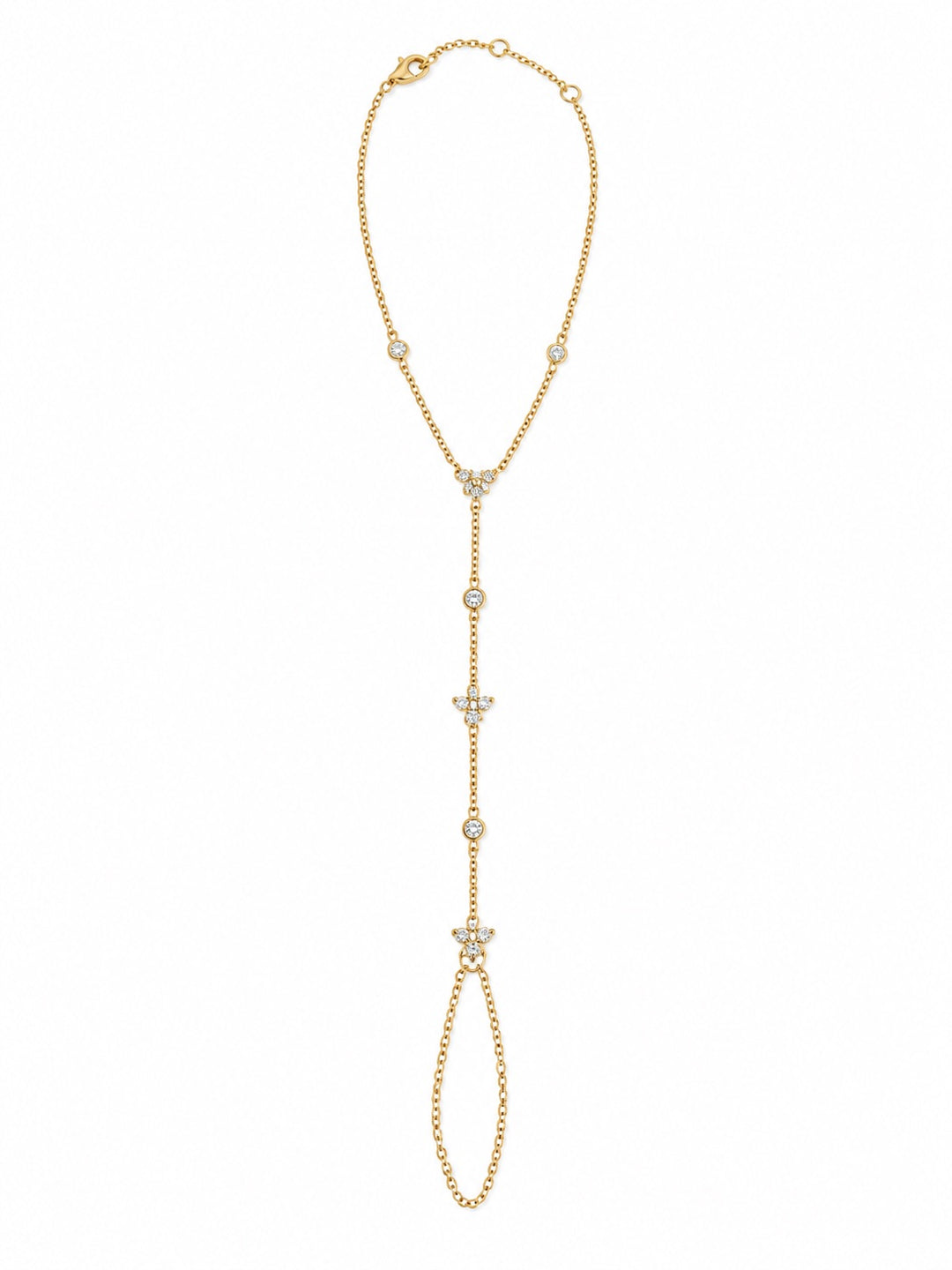 Multi Tri-CZ Hand Chain Bracelet - Bracelets - Gold - Gold - Azil Boutique