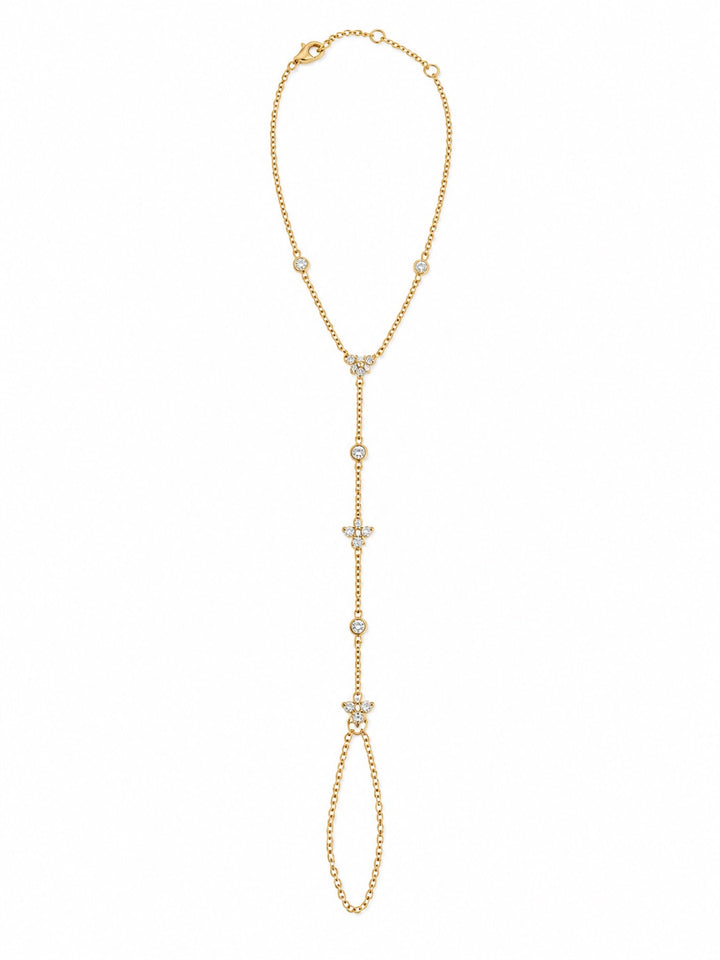 Multi Tri-CZ Hand Chain Bracelet - Bracelets - Gold - Gold - Azil Boutique