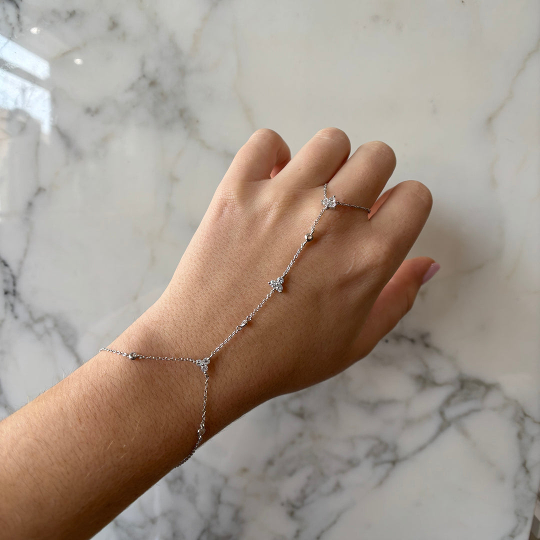 Multi Tri-CZ Hand Chain Bracelet - Bracelets - - - Azil Boutique
