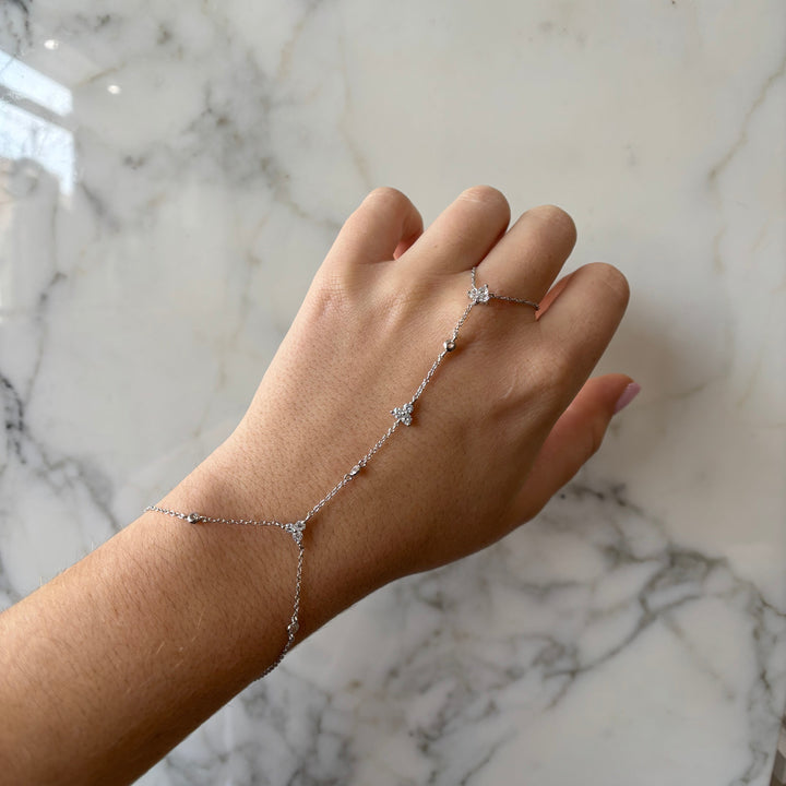 Multi Tri-CZ Hand Chain Bracelet - Bracelets - - - Azil Boutique