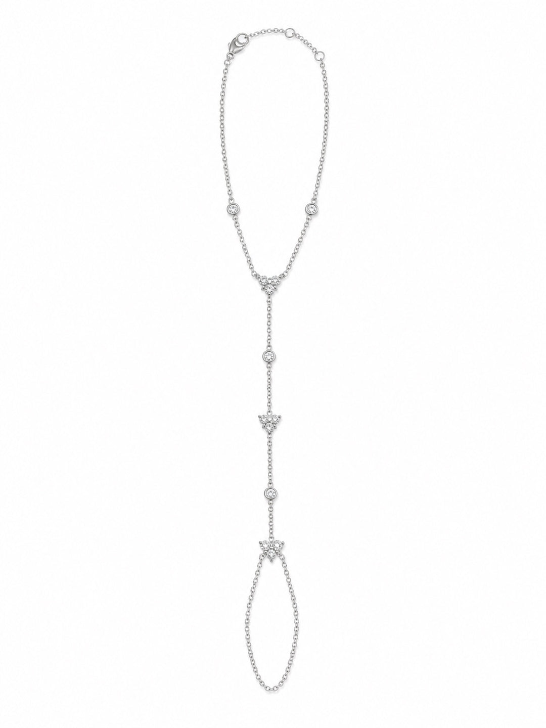 Multi Tri-CZ Hand Chain Bracelet - Bracelets - Silver - Silver - Azil Boutique