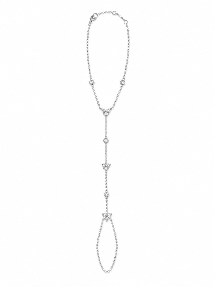 Multi Tri-CZ Hand Chain Bracelet - Bracelets - Silver - Silver - Azil Boutique